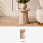 Travertine Stone Cross Cut Beige Side Table - Art and craft furniture