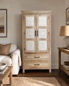 Treviso Mango wood Carved Cabinet - Art and craft furniture