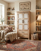 Treviso Mango wood Carved Cabinet - Art and craft furniture
