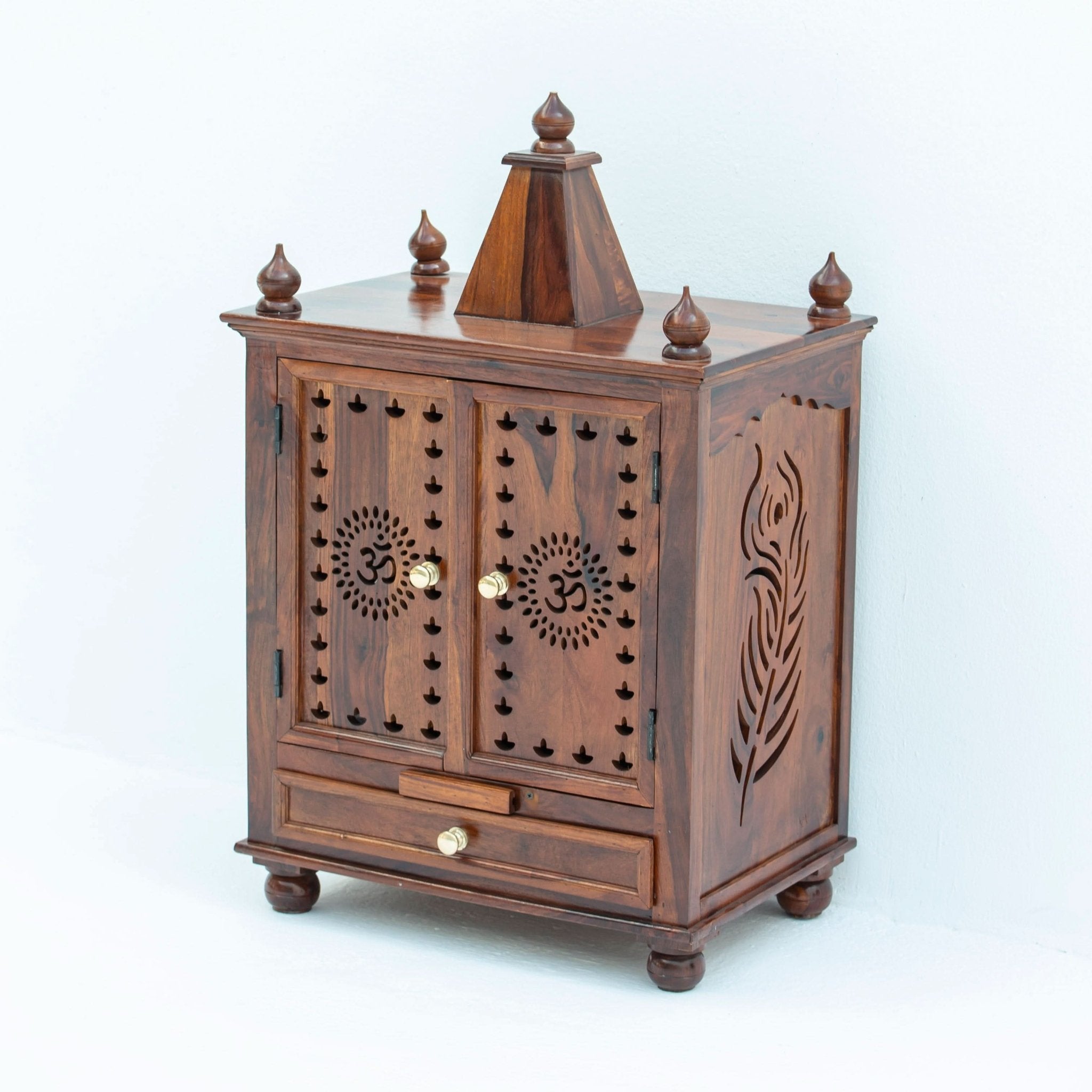 TWO DOOR ONE DRAWER WOODEN TEMPLE - Art and craft furniture
