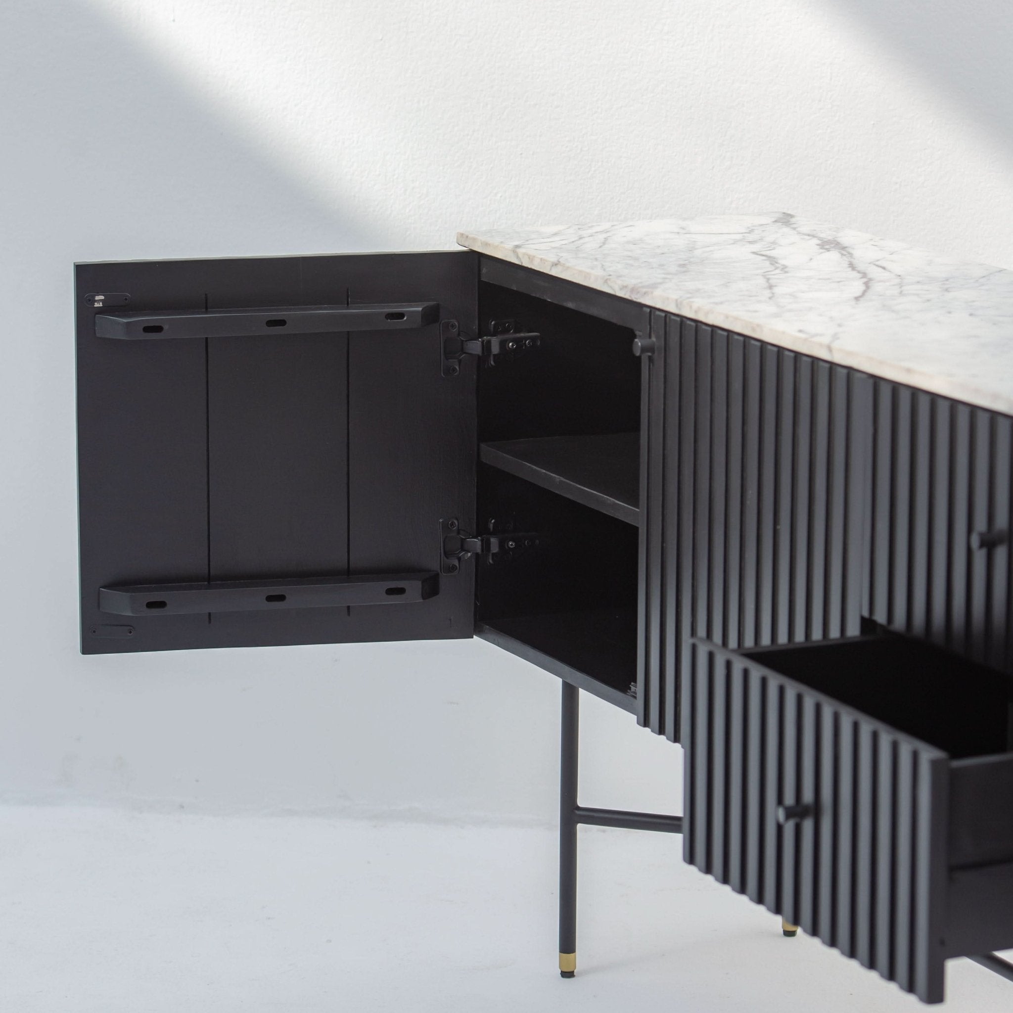 VANTA MARBLE TOP THREE DOOR SIDEBOARD - Art and craft furniture