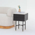 VANTA MARBLE TOP TWO DRAWER NIGHTSTAND TABLE - Art and craft furniture