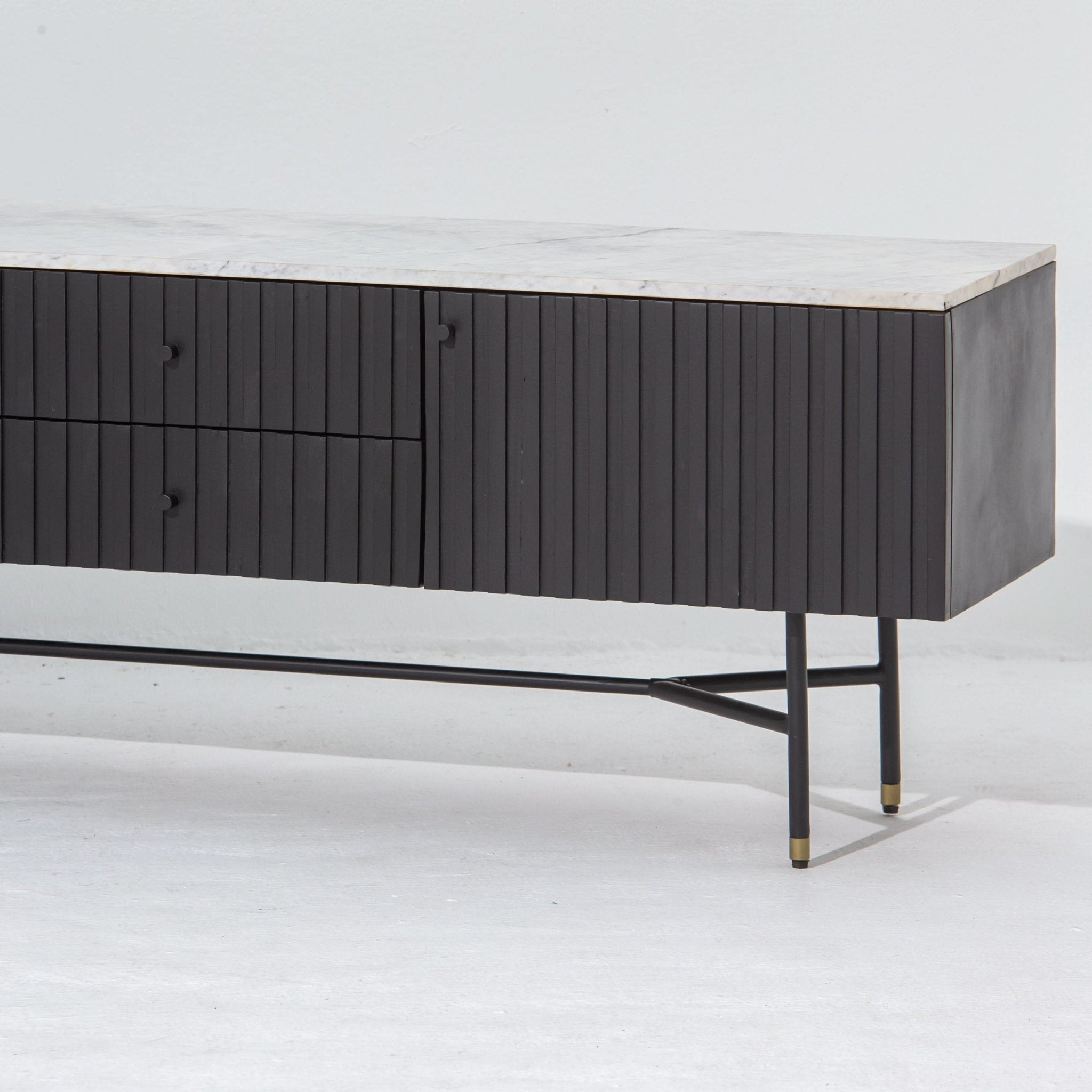 VANTA MARBLE TOP TWO DRAWER THREE DOOR TV STAND - Art and craft furniture