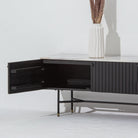 VANTA MARBLE TOP TWO DRAWER THREE DOOR TV STAND - Art and craft furniture