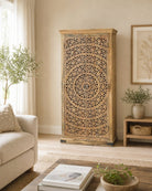Velissa Wooden Carwing Storage Cabinet - Art and craft furniture