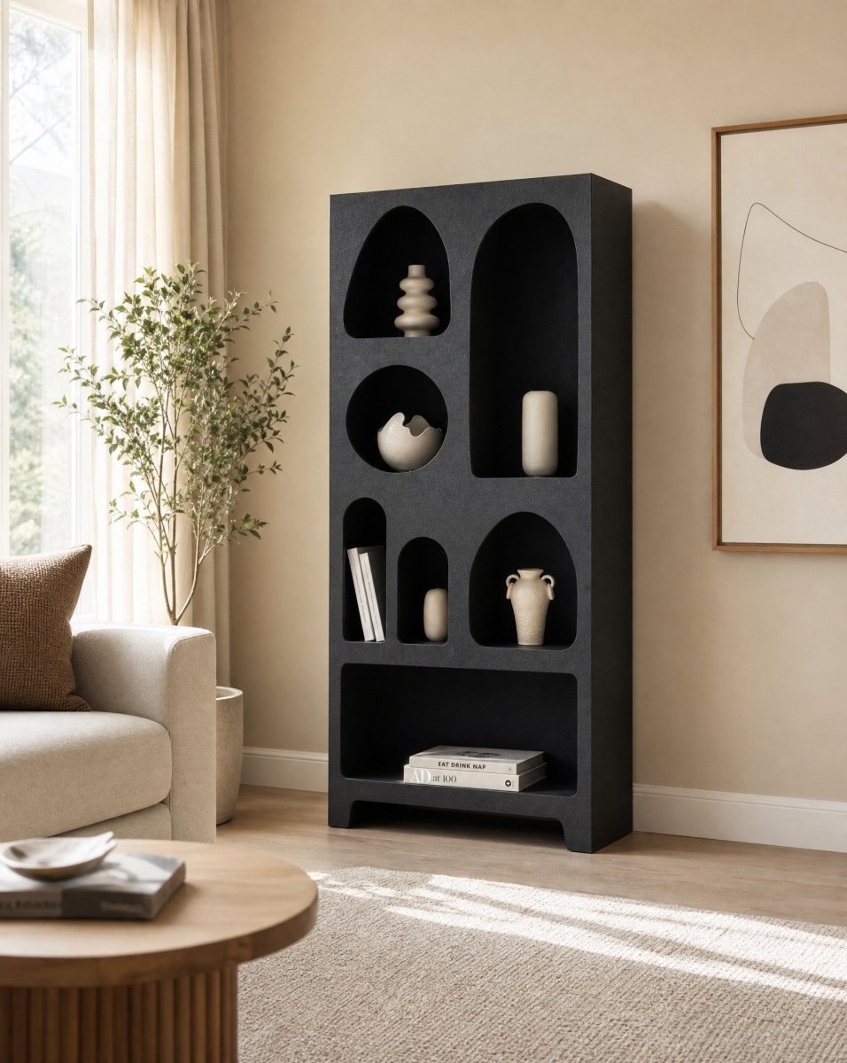 Vellena Black Open Bookshelf - Art and craft furniture