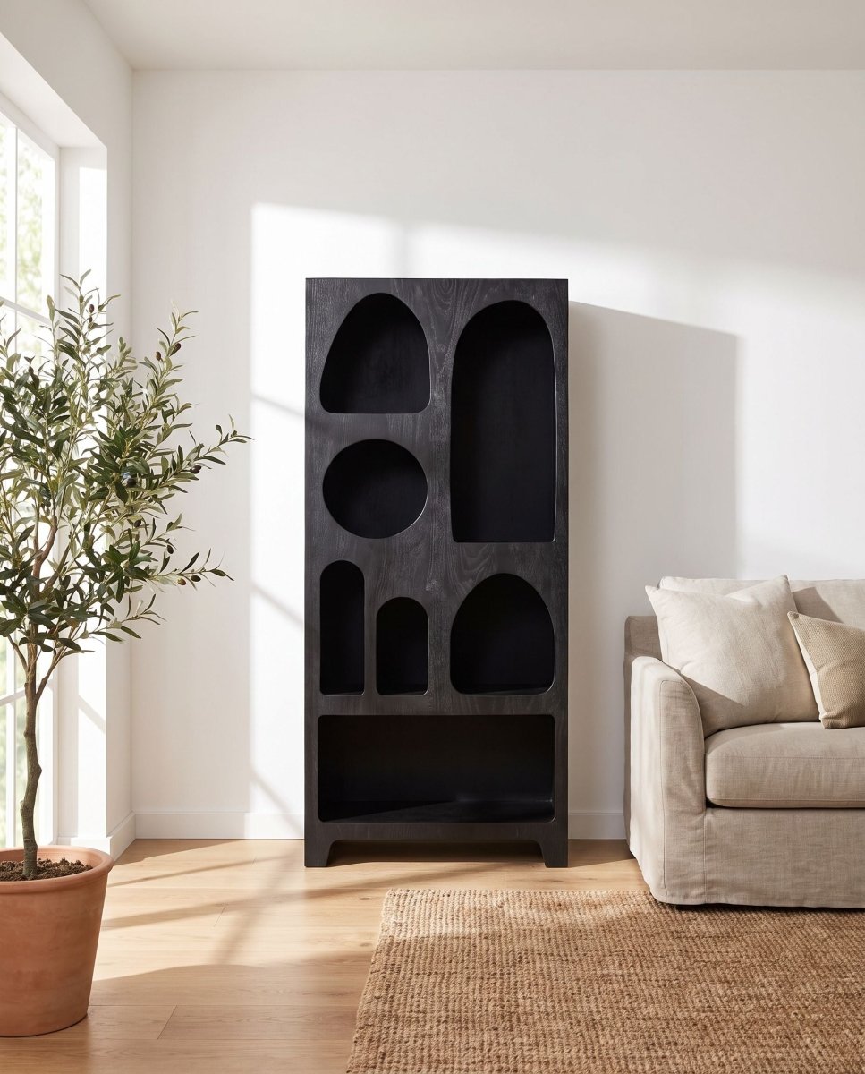 Vellena Black Open Bookshelf - Art and craft furniture