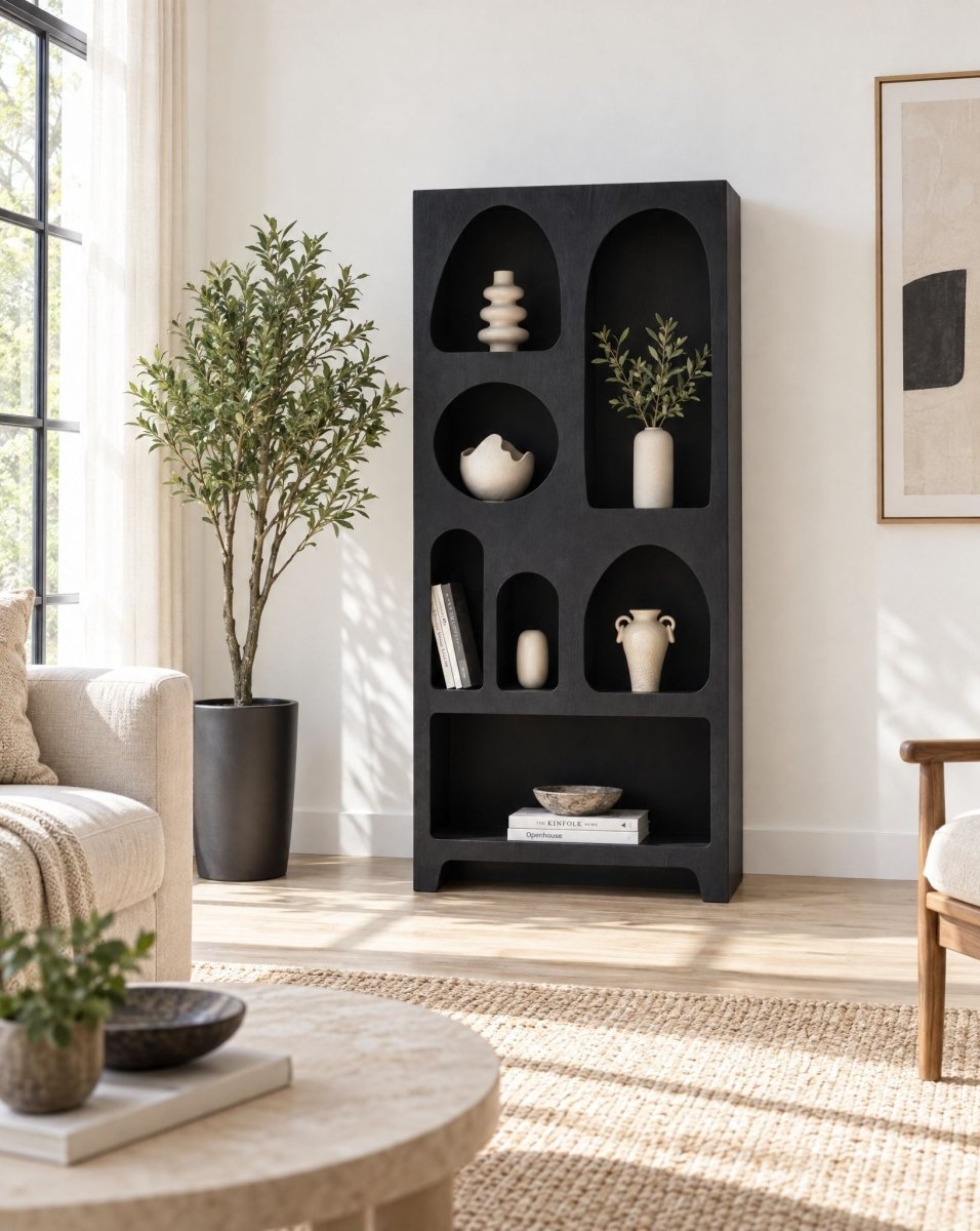 Vellena Black Open Bookshelf - Art and craft furniture