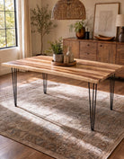 Velmont Rose Wood Hair Pin leg Dining Table - Art and craft furniture
