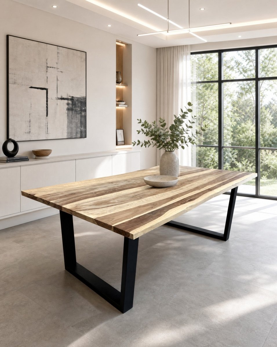 Velmont Rose Wood U leg Dining Table - Art and craft furniture