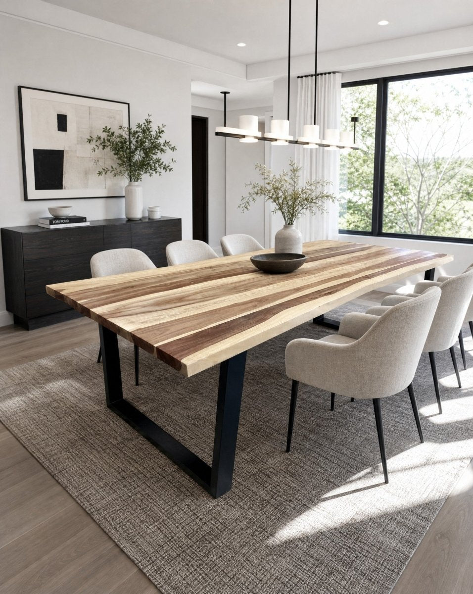 Velmont Rose Wood U leg Dining Table - Art and craft furniture