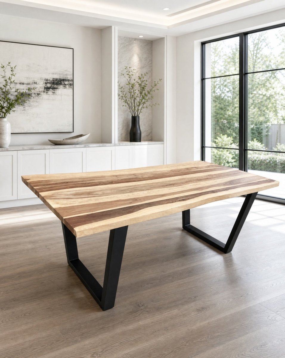 Velmont Rose Wood V leg Dining Table - Art and craft furniture