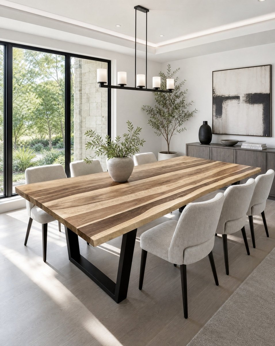 Velmont Rose Wood V leg Dining Table - Art and craft furniture
