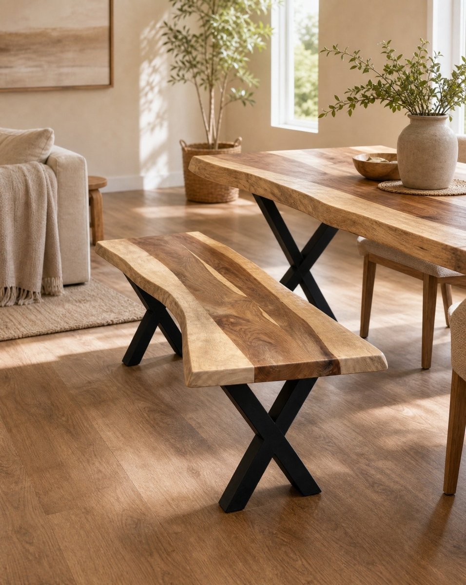 Velmont Rose Wood X Leg Bench - Art and craft furniture