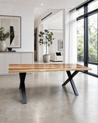 Velmont Rose Wood X Leg Dining Table - Art and craft furniture
