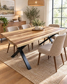 Velmont Rose Wood X Leg Dining Table - Art and craft furniture
