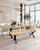 Velmont Rose Wood X Leg Dining Table - Art and craft furniture