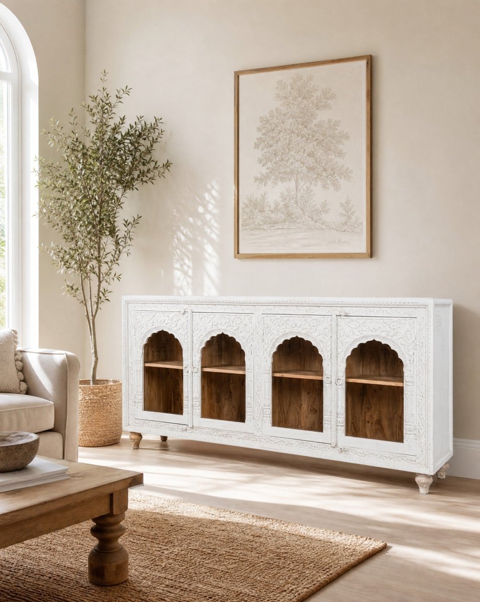 Velmora 4 Glass Door Sideboard - Art and craft furniture
