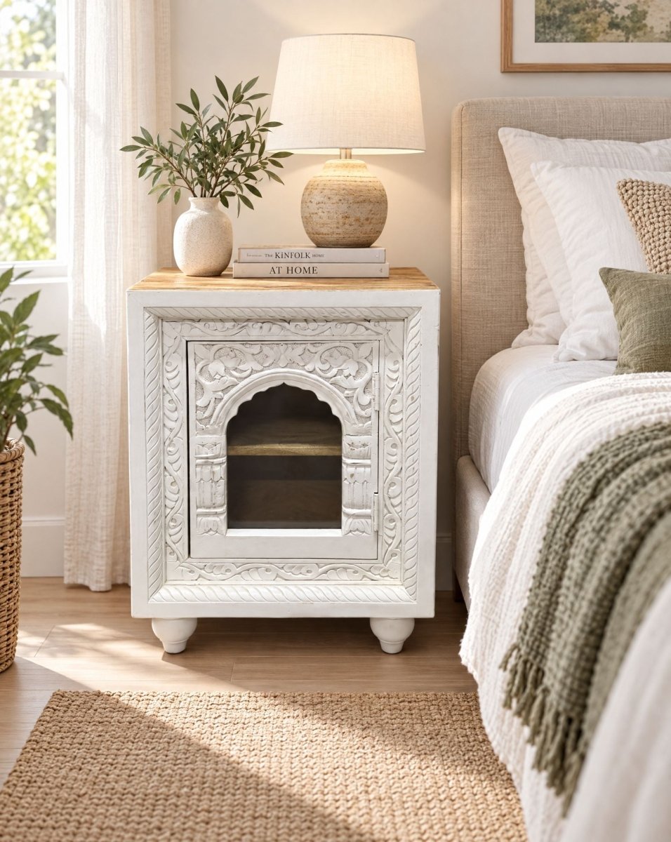 Velmora One Glass Door Bedside Table - Art and craft furniture