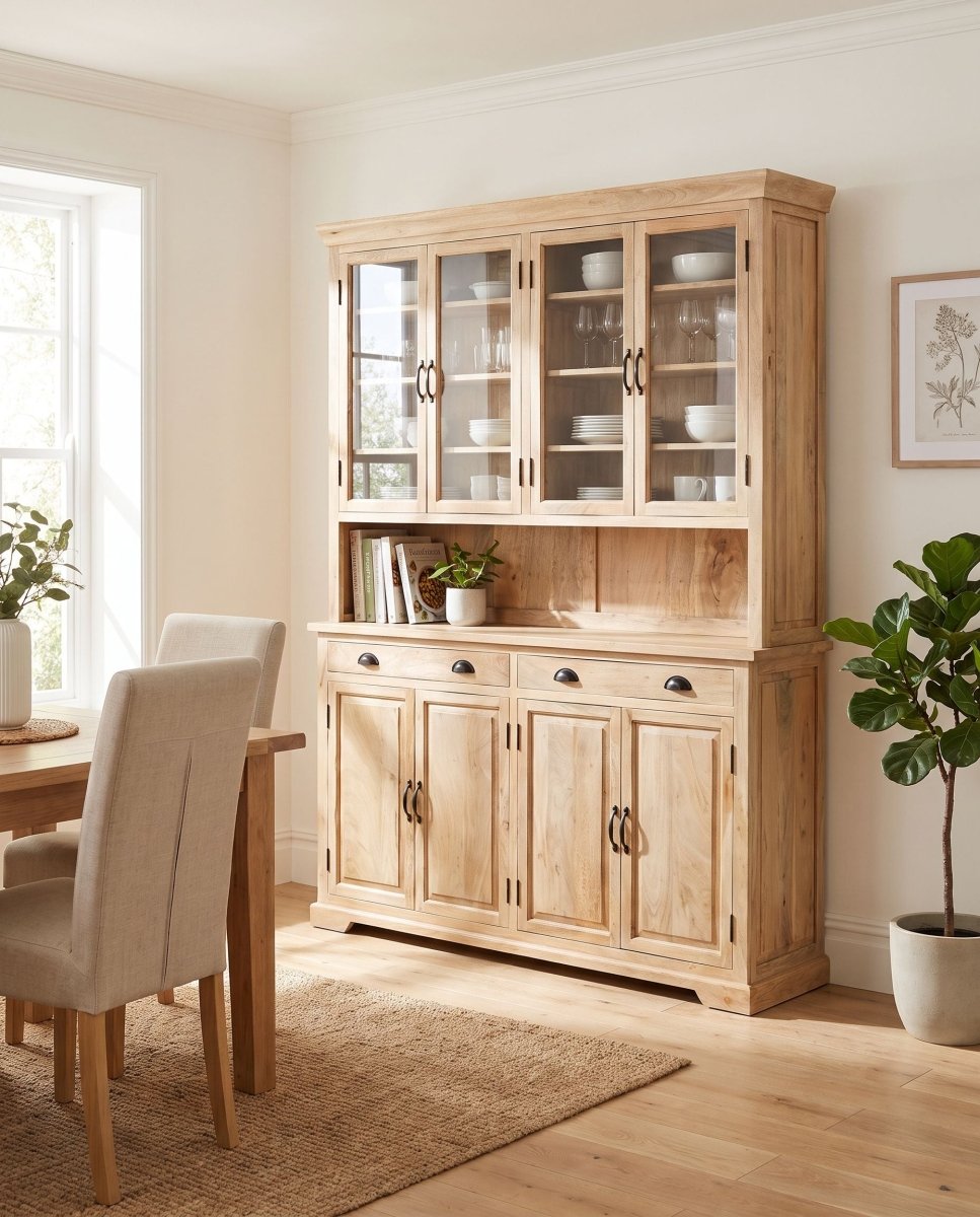 Velnova Two-Part Glass Door Cabinet - Art and craft furniture