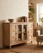 Velona 6 Drawer 2 Glass Door Side Board  - Art and craft furniture