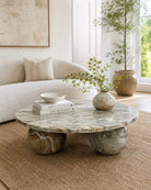 Velvia Round Marble Coffee Table - Art and craft furniture