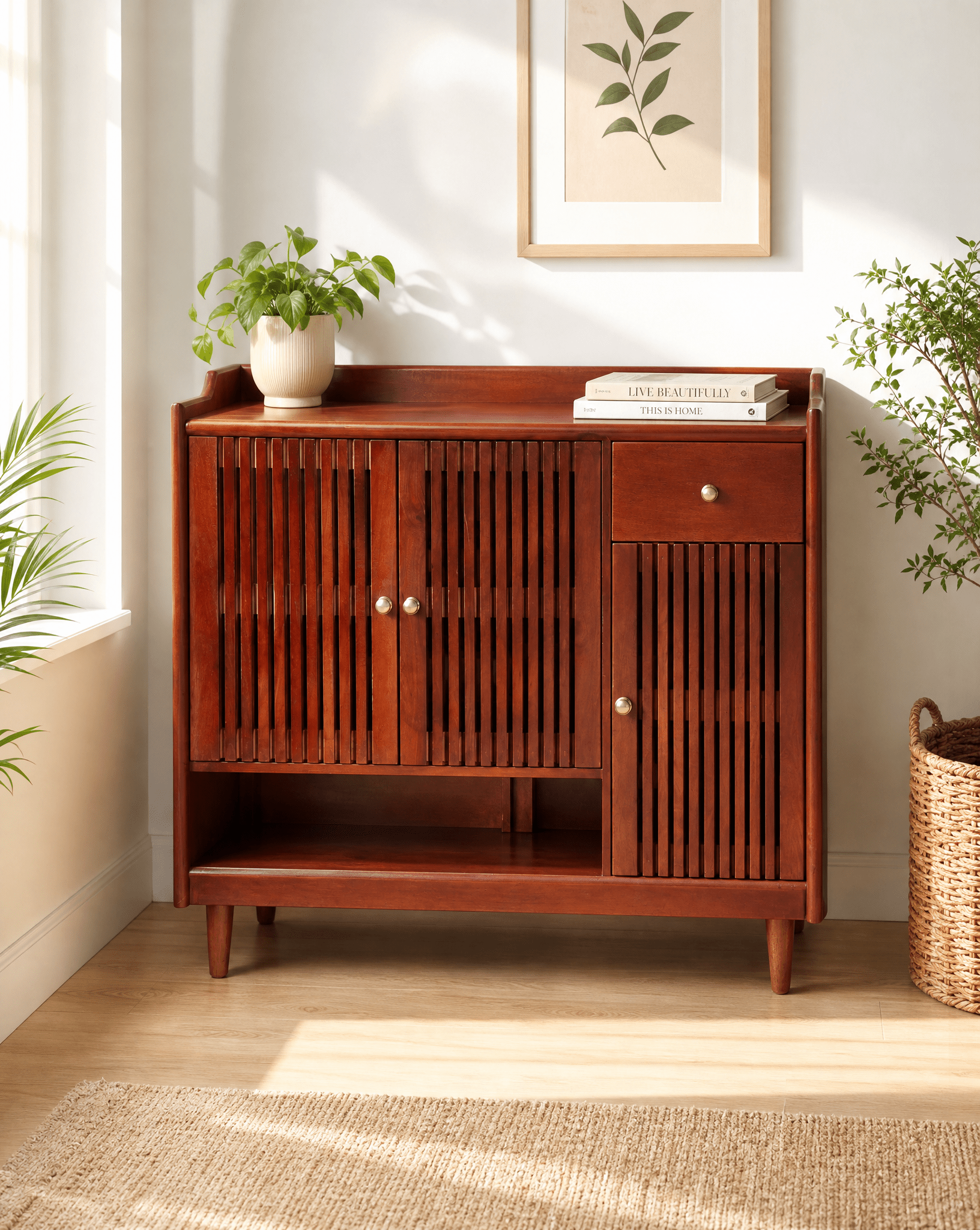 VENEZIA DARK MANGO WOOD SHOE ORGANIZER - Art and craft furniture