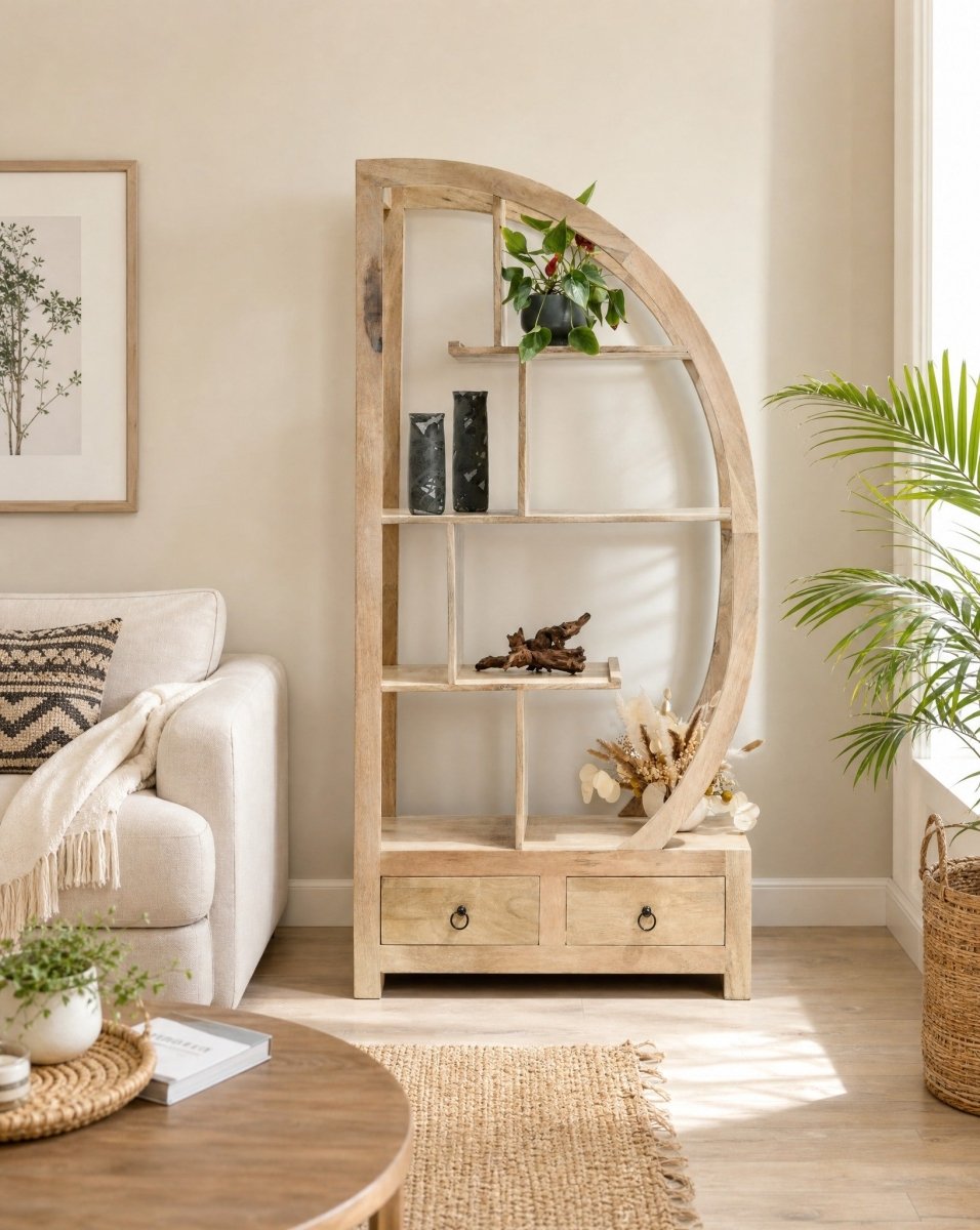 Venezia Wooden Half Round Bookshelf - Art and craft furniture
