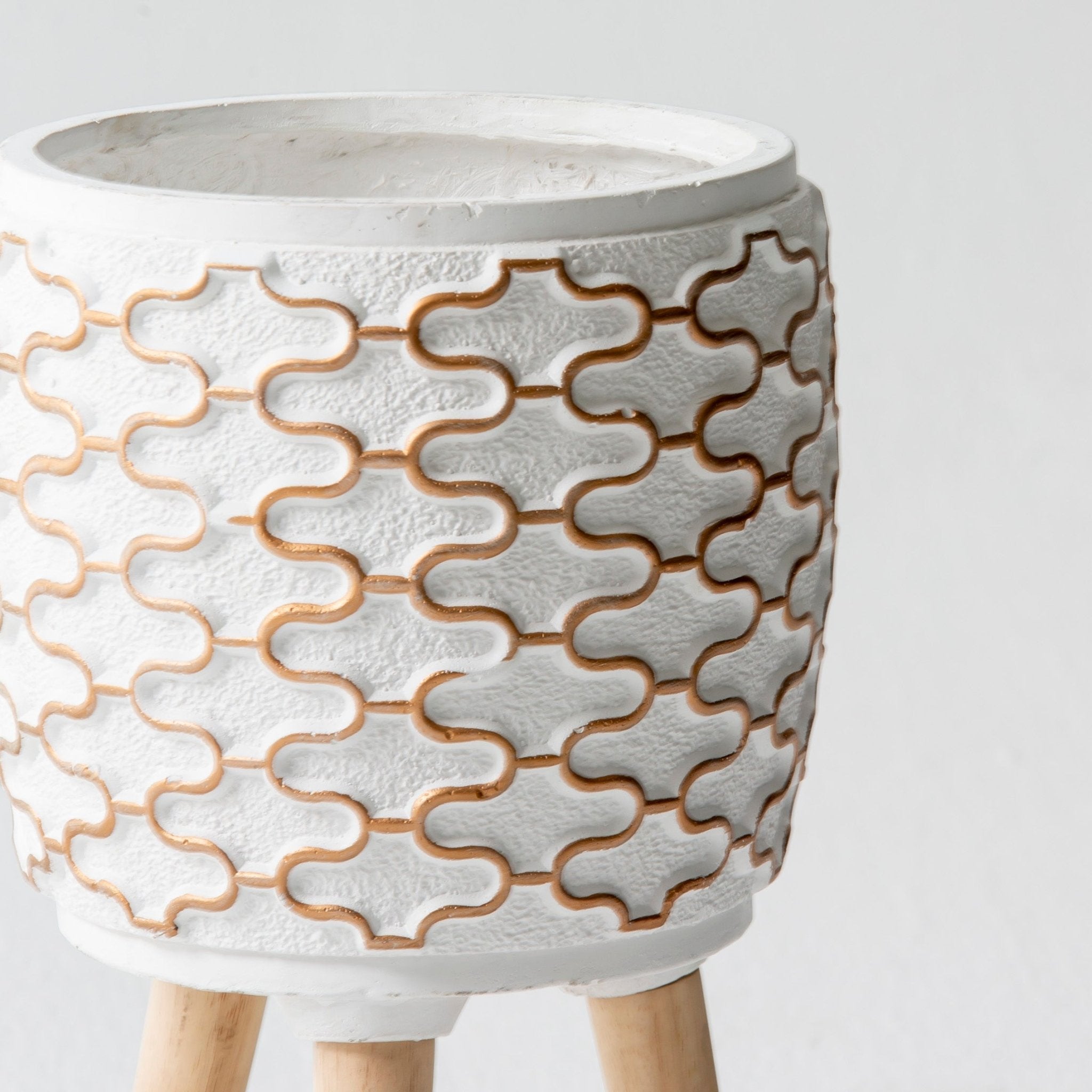 VERITERRA WHITE-GOLD PLANTER - Art and craft furniture