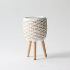 VERITERRA WHITE-GOLD PLANTER - Art and craft furniture