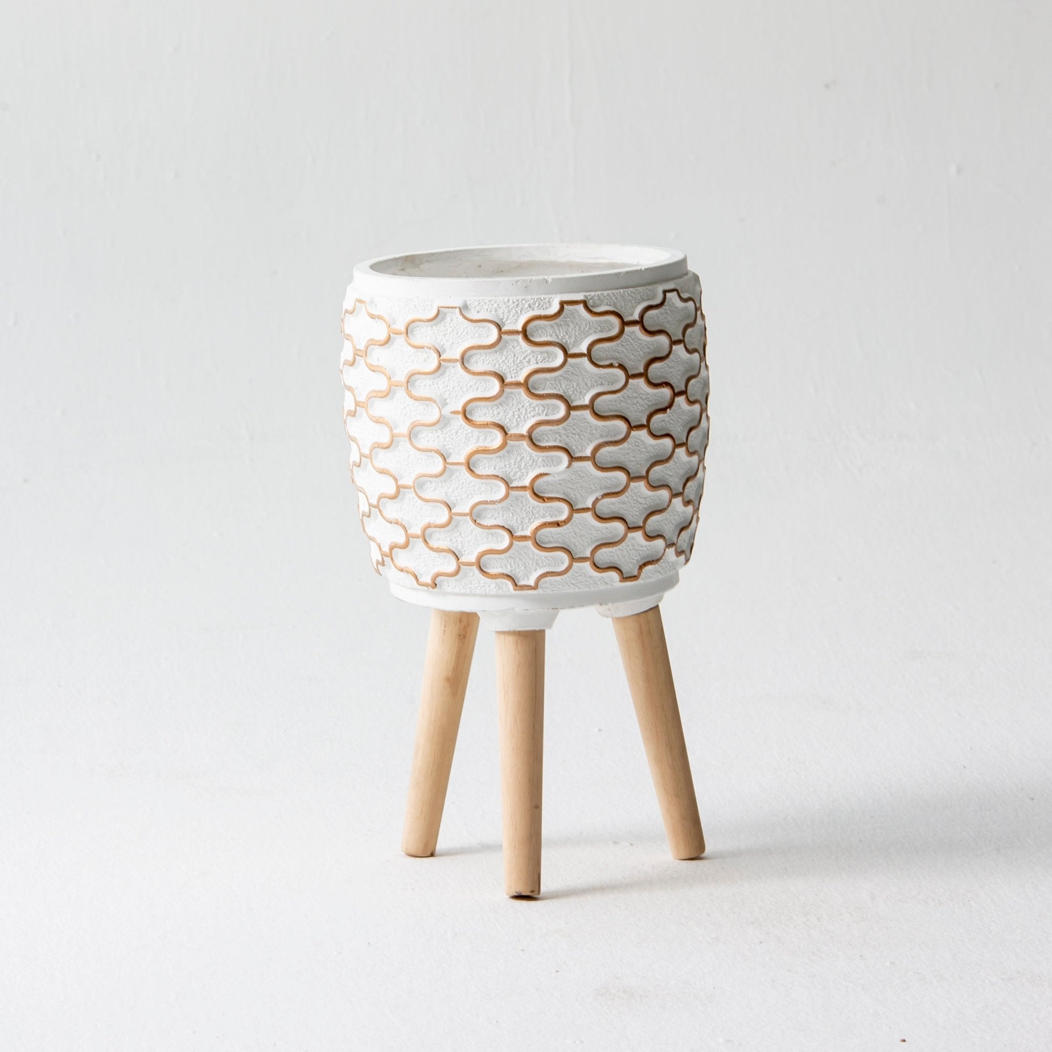 VERITERRA WHITE-GOLD PLANTER - Art and craft furniture
