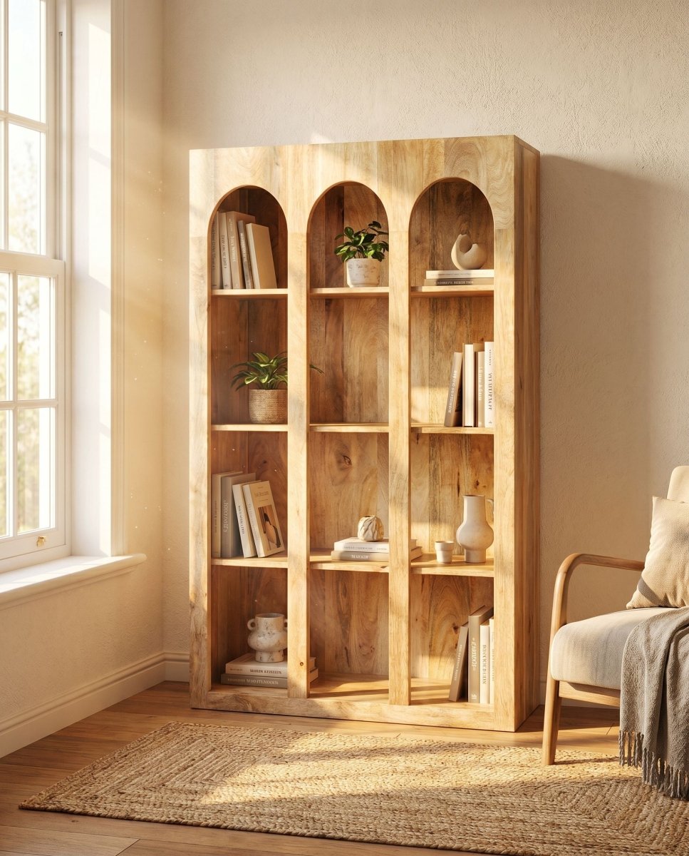 Verona open Mango Wood Bookshelf Cabinet - Art and craft furniture