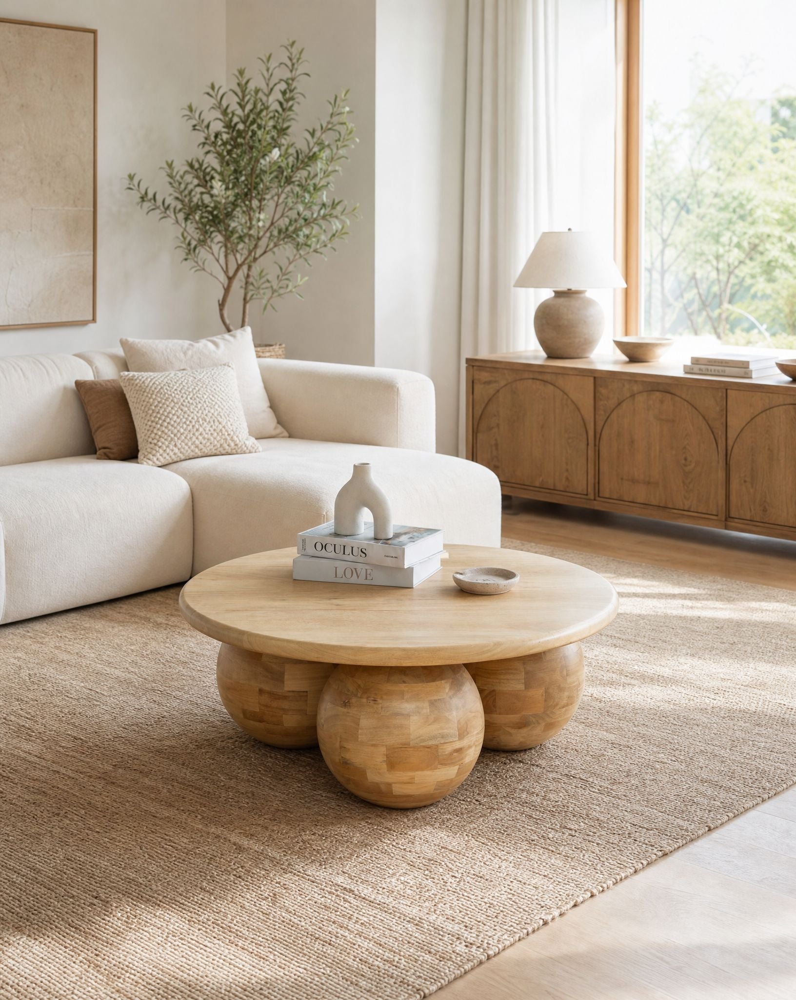 Verona Wooden Round Coffee Table - Art and craft furniture