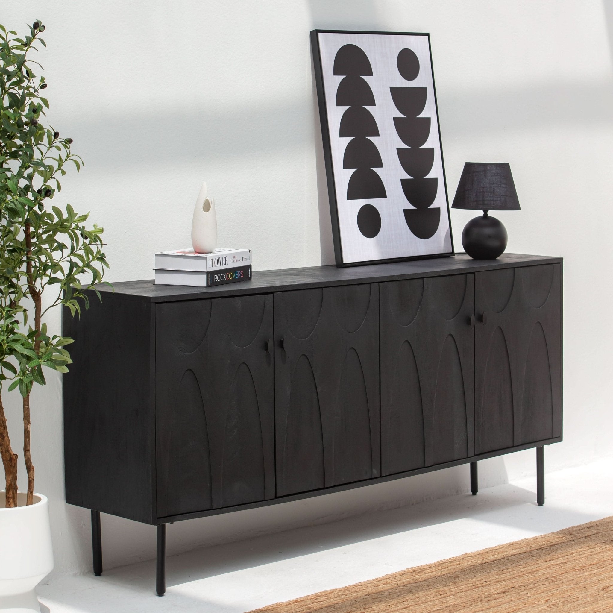VERVE WOODEN FOUR DOOR SIDEBOARD - Art and craft furniture