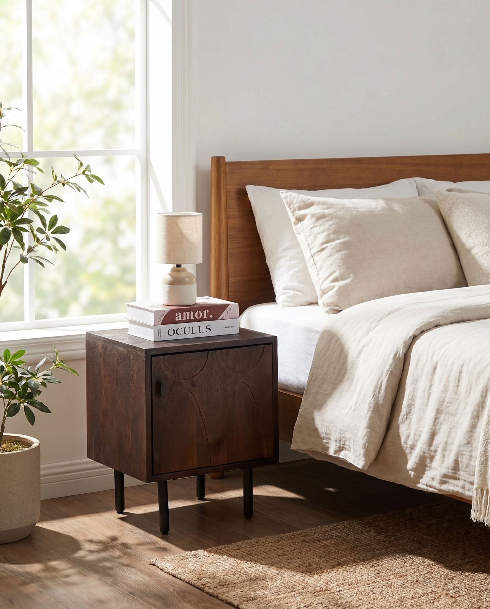 Verve Wooden One Door Nightstand Table - Art and craft furniture