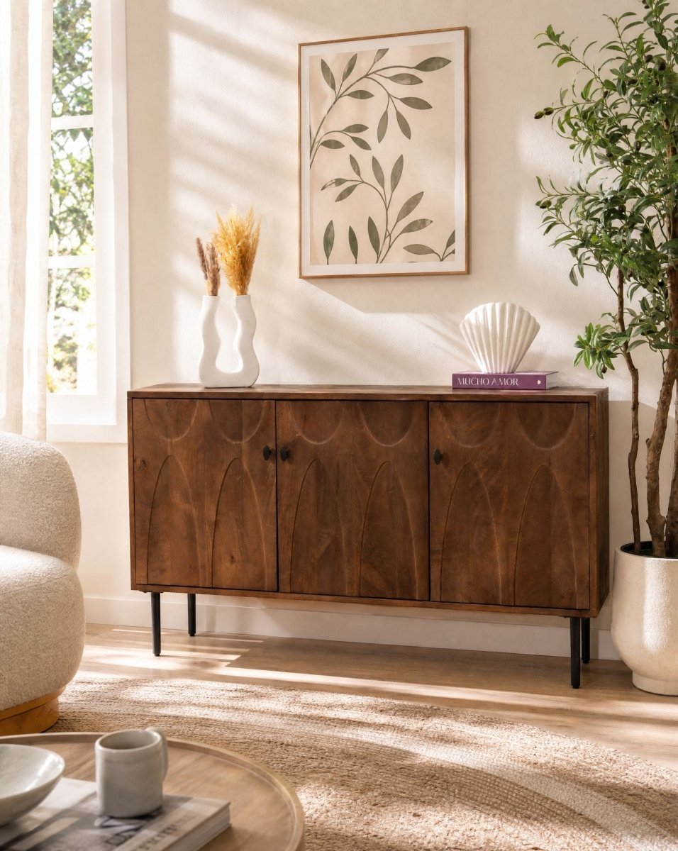 Verve Wooden Three Door Sideboard Cabinet - Art and craft furniture