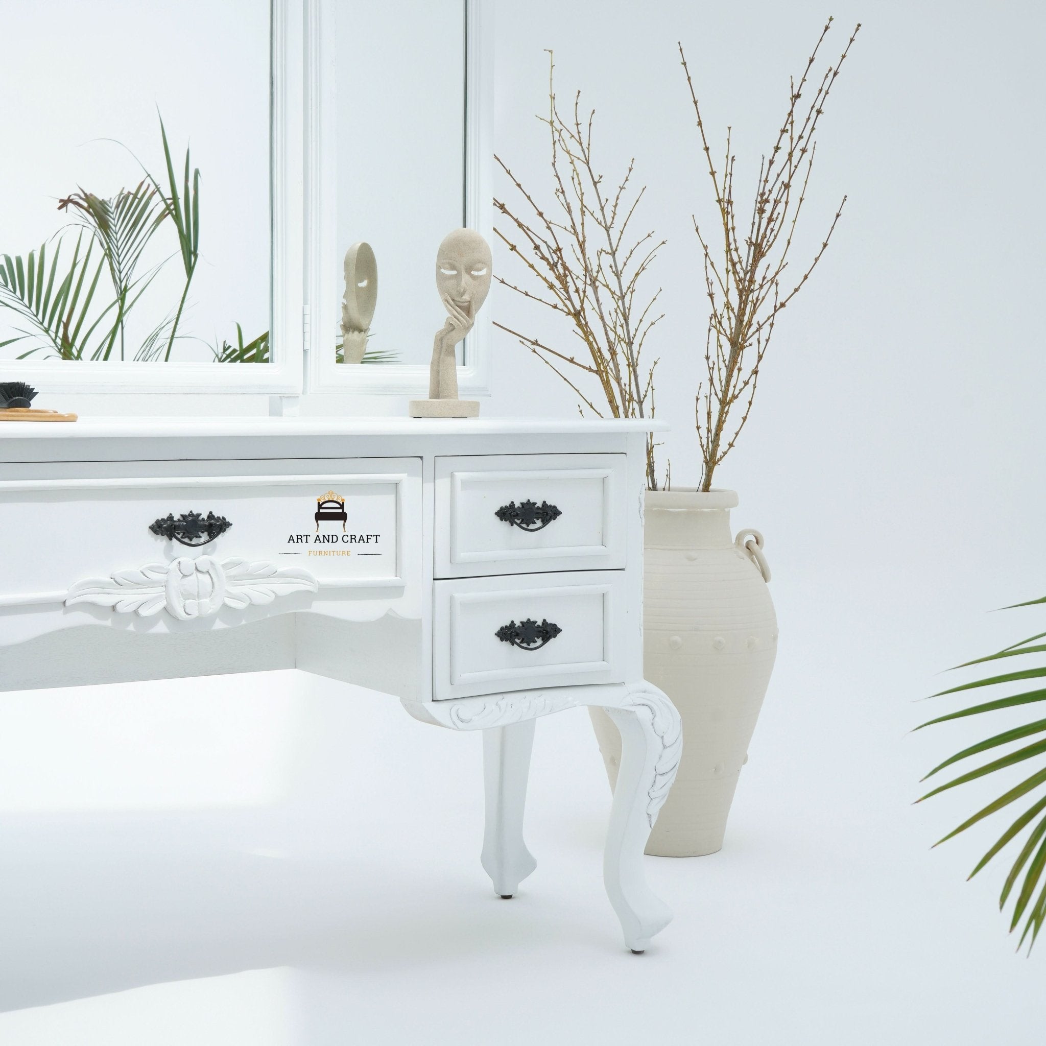 VIENNA WHITE WOODEN DRESSING TABLE - Art and craft furniture