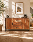 Villeneuve 2 Door 3 Drawer Acacia Wood Sideboard - Art and craft furniture