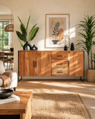 Villeneuve 3 Door 3 Drawer Acacia Wood Sideboard Cabinet - Art and craft furniture