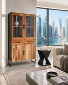 Villeneuve Acacia wood door cabinet - Art and craft furniture