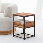 VILLENEUVE IRON ONE DRAWER NIGHTSTAND TABLE - Art and craft furniture
