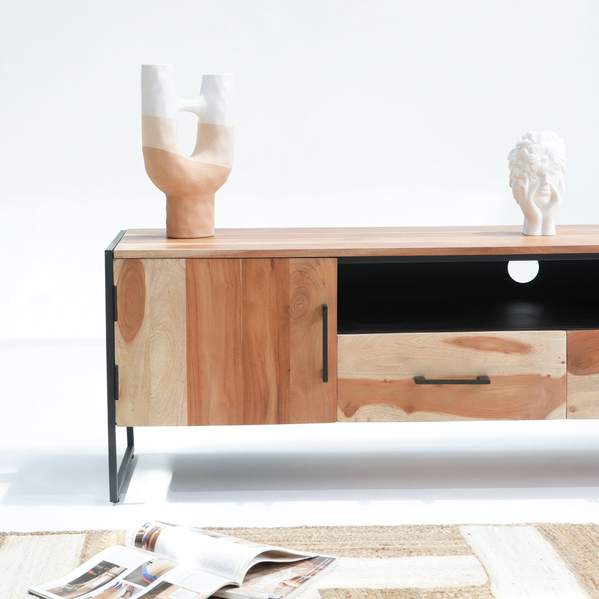 VILLENEUVE TWO DOOR TWO DRAWER TV STAND - Art and craft furniture