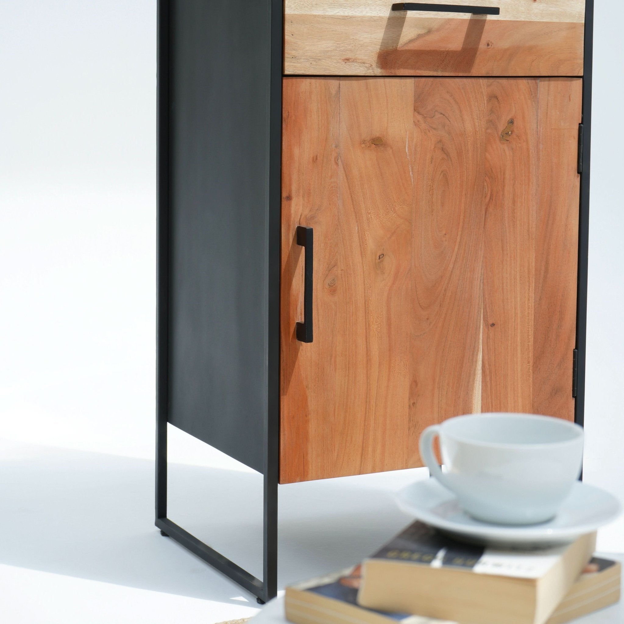 VILLENEUVE WOODEN GLASS DOOR CABINET - Art and craft furniture