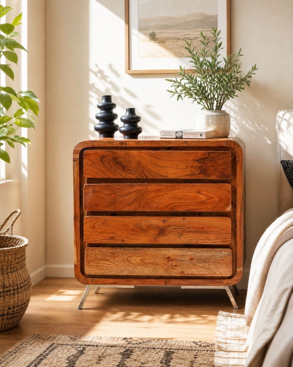 Vintage Acacia Wood Cabinet - Art and craft furniture