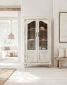 Virella Wood Carved Cabinet - Art and craft furniture