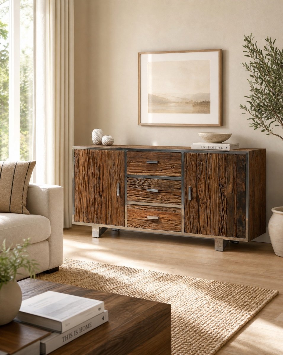 Vireza Railway Wood Sideboard - Art and craft furniture
