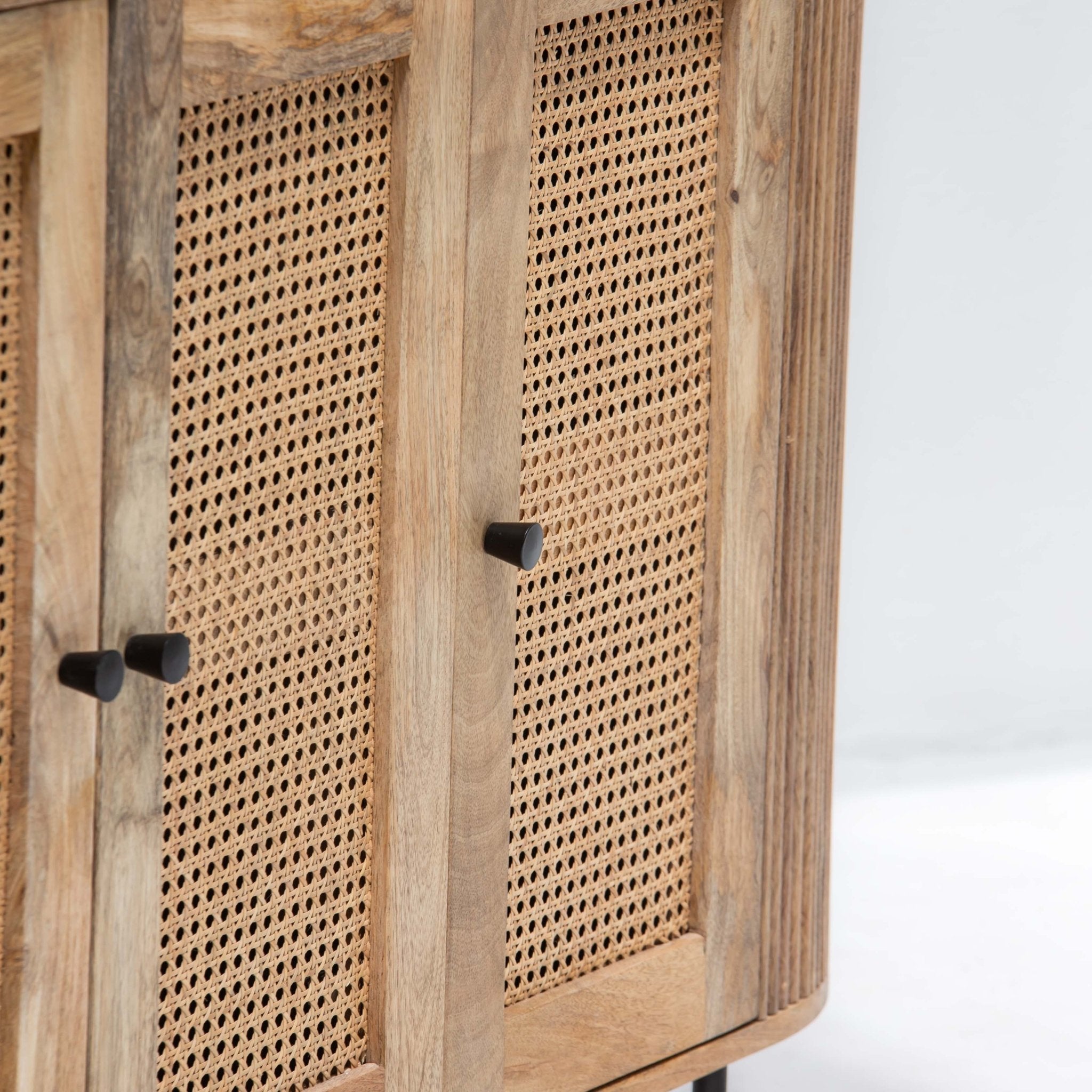 WINDSOR CANE THREE DOOR SIDE BOARD - Art and craft furniture
