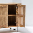 WINDSOR CANE THREE DOOR SIDE BOARD - Art and craft furniture