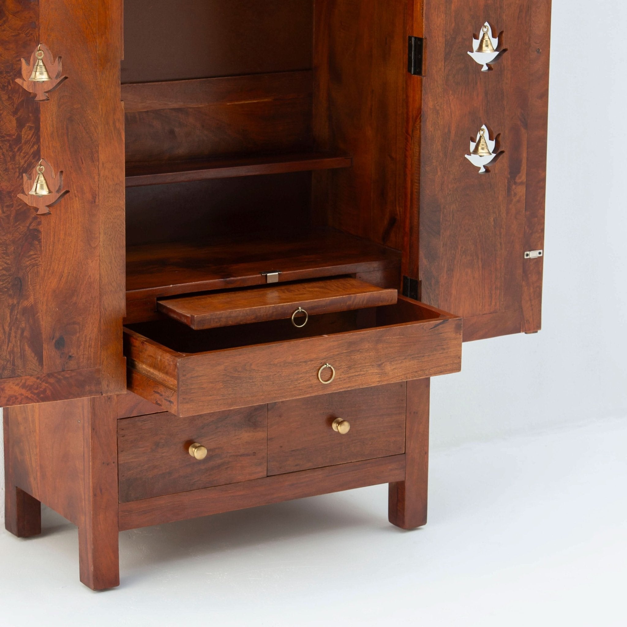 WOODEN BRASS BELLS TEMPLE - Art and craft furniture