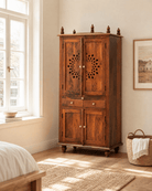 WOODEN FOUR DOOR TWO DRAWER TEMPLE - Art and craft furniture